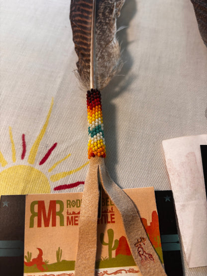 Hand Beaded Feather
