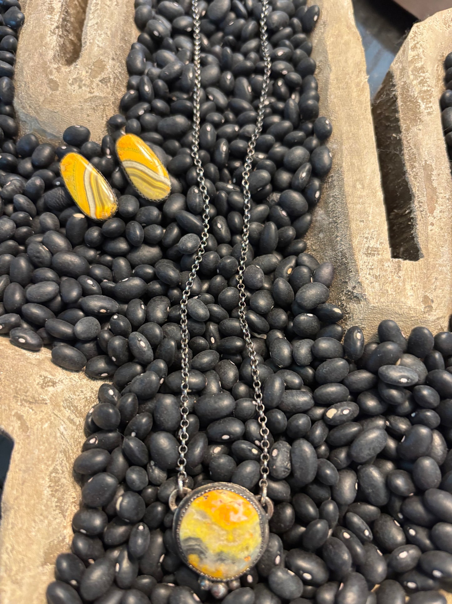 Bumblebee Turquoise Necklace and Earrings