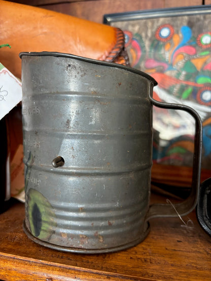 Hand Painted Antique Sifter with Cactus Design