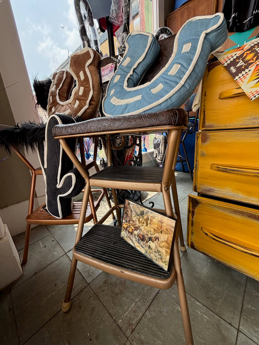 Vintage Costco High Chair with Reupholstered Leather