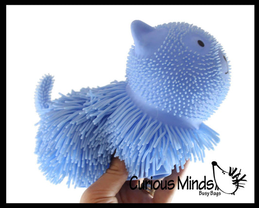 1 Shaggy Cat Large 7" Puffer Ball - Sensory Therapy Fidget Squishy