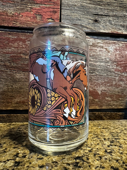 Can Glass Bareback Horse Cowgirl Rodeo Western Cowboy
