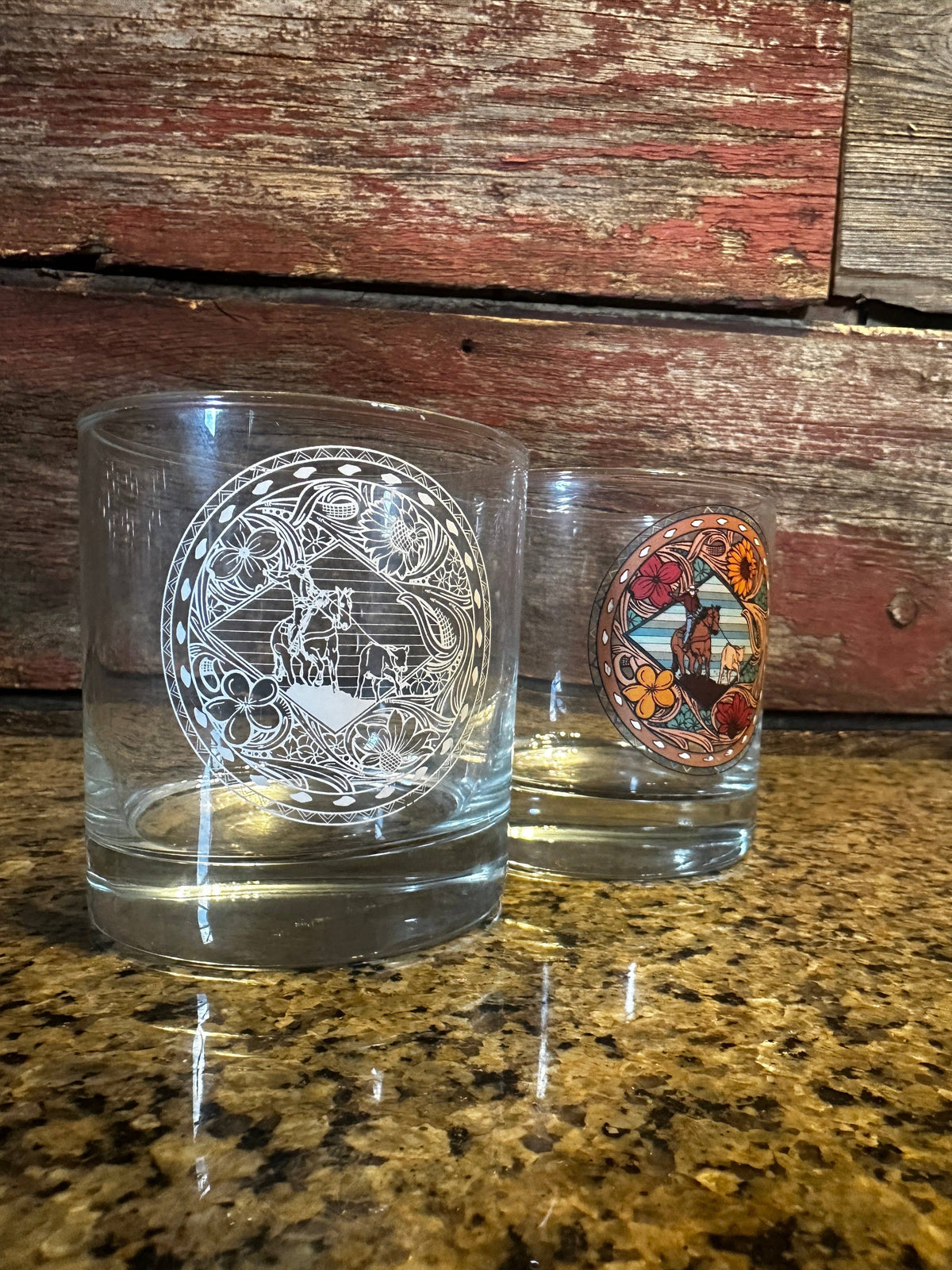 On the Rocks Glass Breakaway Roper Cowgirl Rodeo Western Cowboy