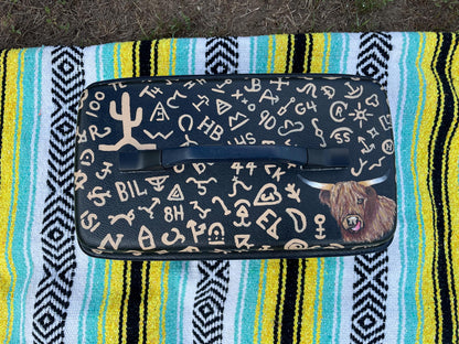Custom Painted Vintage Train Case: Desert Cactus Scene Luggage