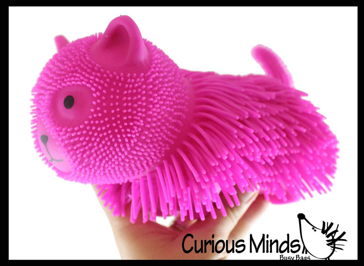 1 Shaggy Cat Large 7" Puffer Ball - Sensory Therapy Fidget Squishy