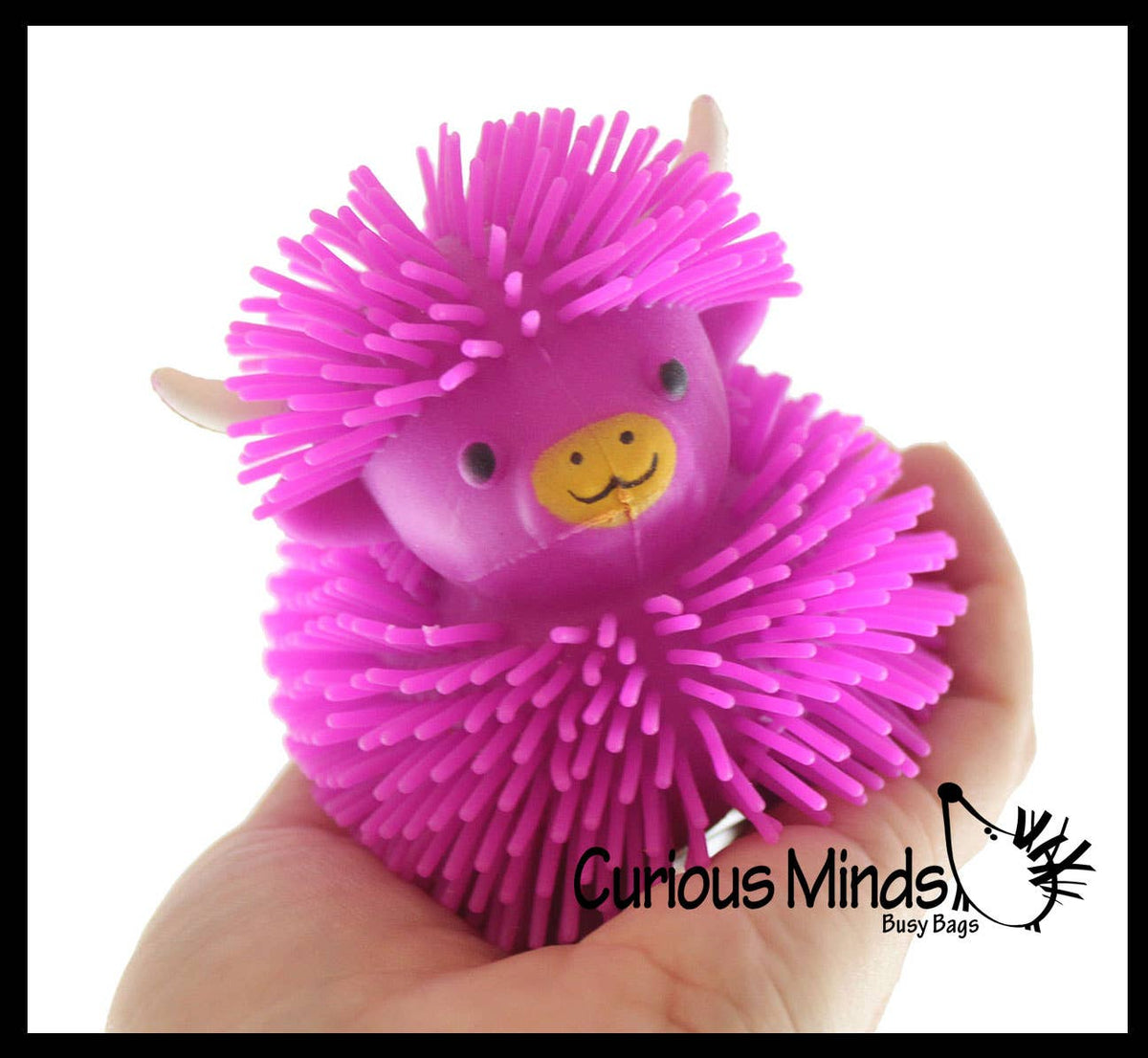 1 Puffer Highland Cow Fidget Toys - Air Filled Hairy Cute Squishy