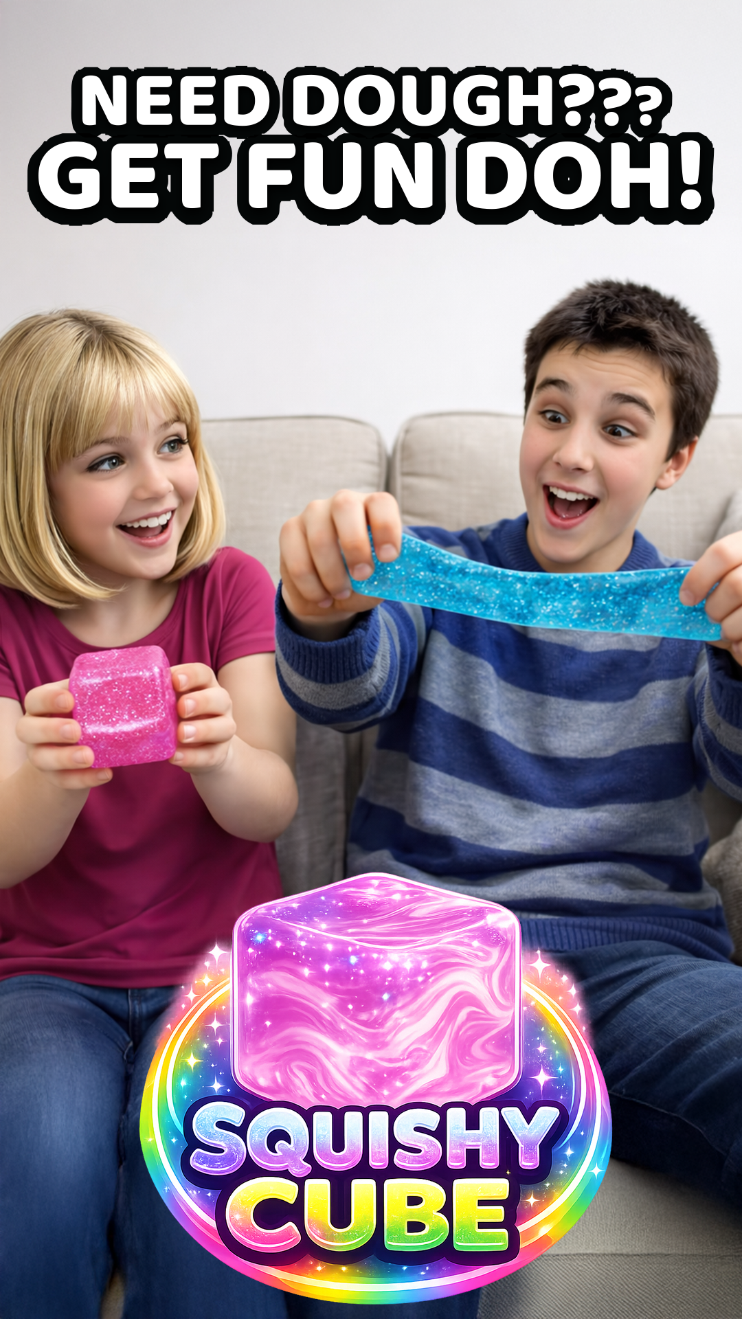 Fun Doh Squish & Squeeze Sparkle Cube Fidget Toy ON SALE!