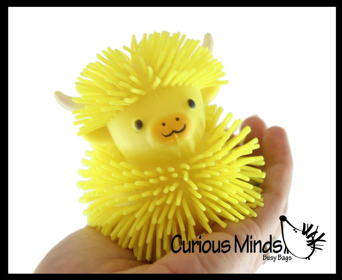 1 Puffer Highland Cow Fidget Toys - Air Filled Hairy Cute Squishy
