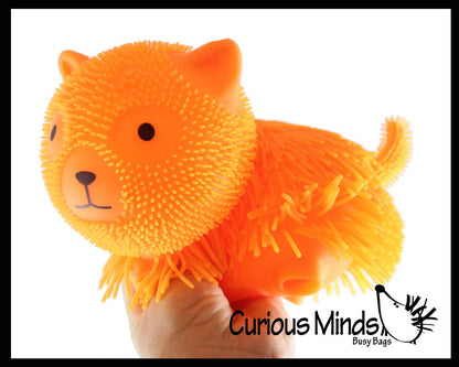 1 Shaggy Cat Large 7" Puffer Ball - Sensory Therapy Fidget Squishy