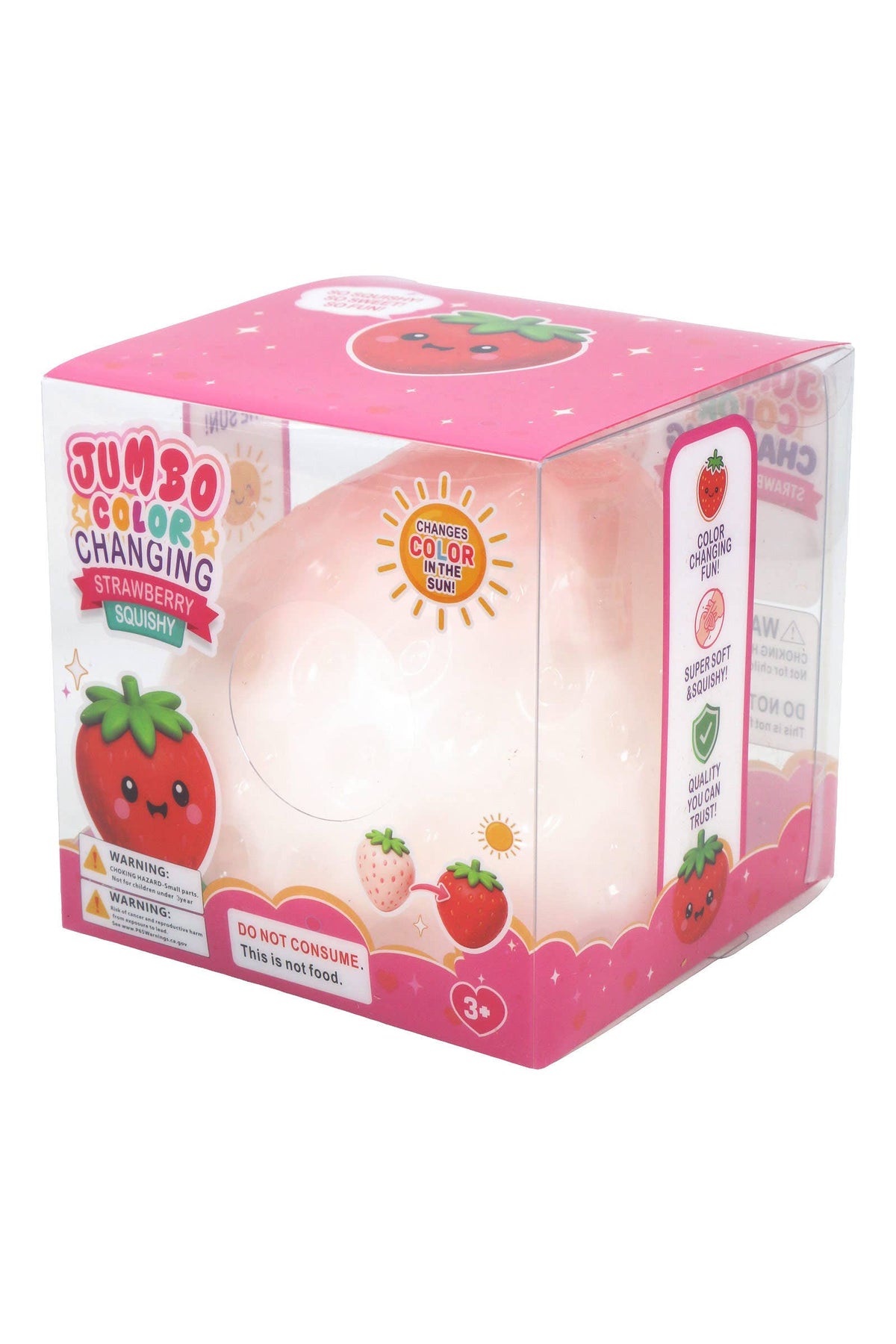 JUMBO Strawberry UV Light Changing Slime Filled Squishy